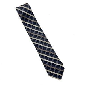 Pronto Uomo Silk Tie Gray and Cream Plaid 3” x 62”